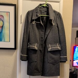 Dear Creatures Gray Trench Coat with White Trim